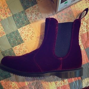 Beautiful Red Velvet Dr. Martens Boots, Never Worn